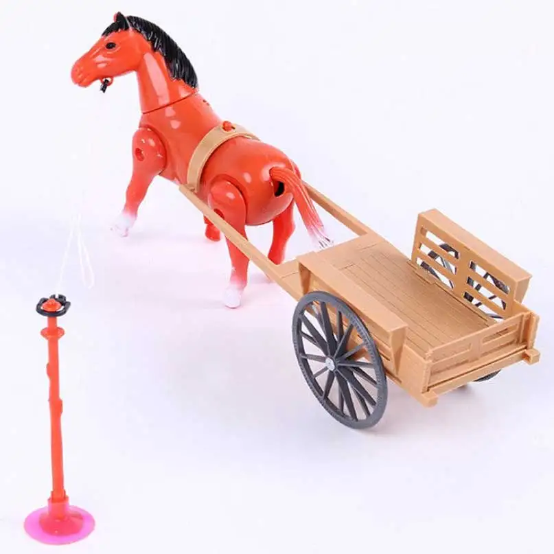 Robot Horse Toy Electronic Pony Pet Pulling Carriage Around Running Walking Electric Horse Toys For Kid Gifts Color Random