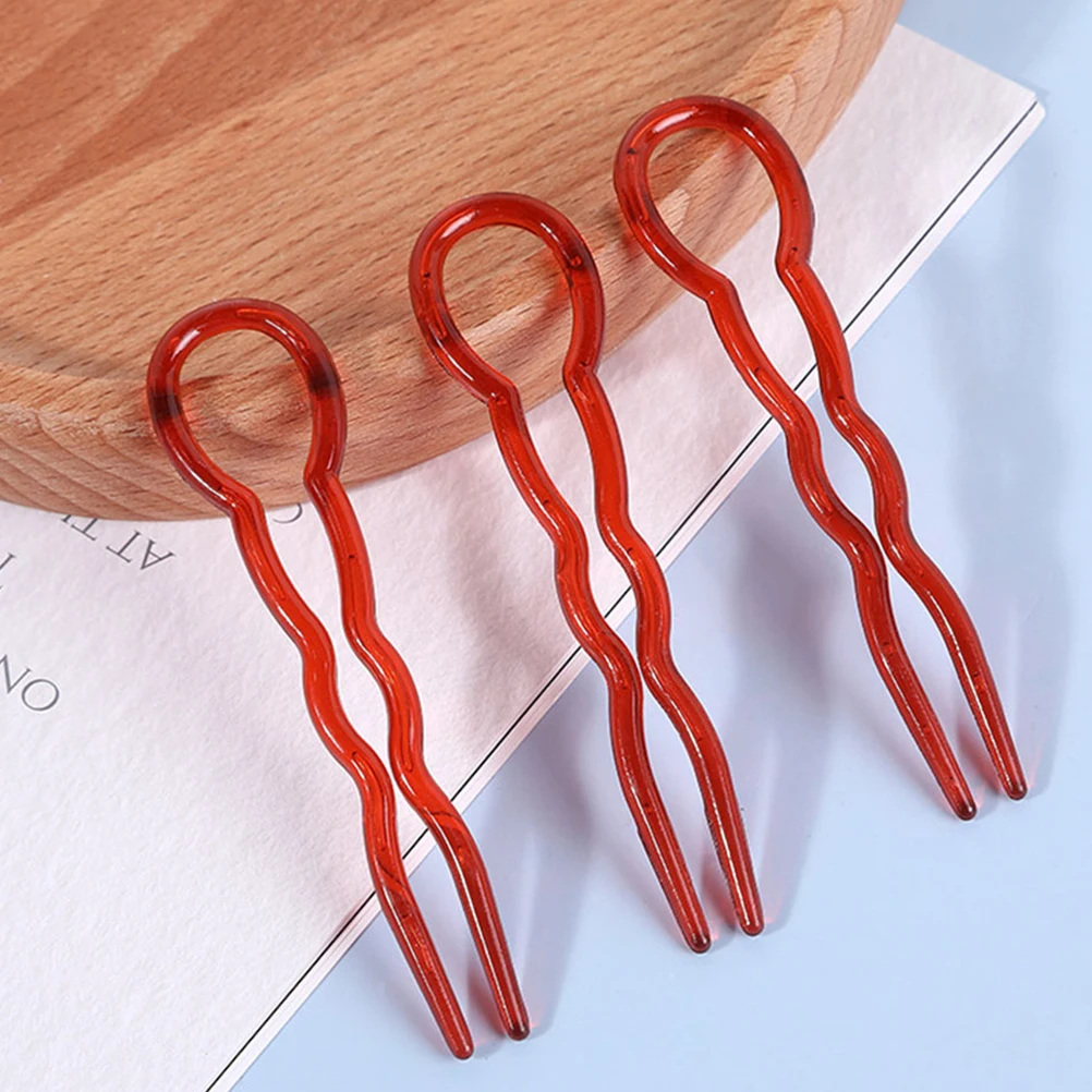 

24pcs U Shape Hair Forks Brown Plastic French Sticks Women Girls Accessories Weddings Parties Everyday Use Hair Tools