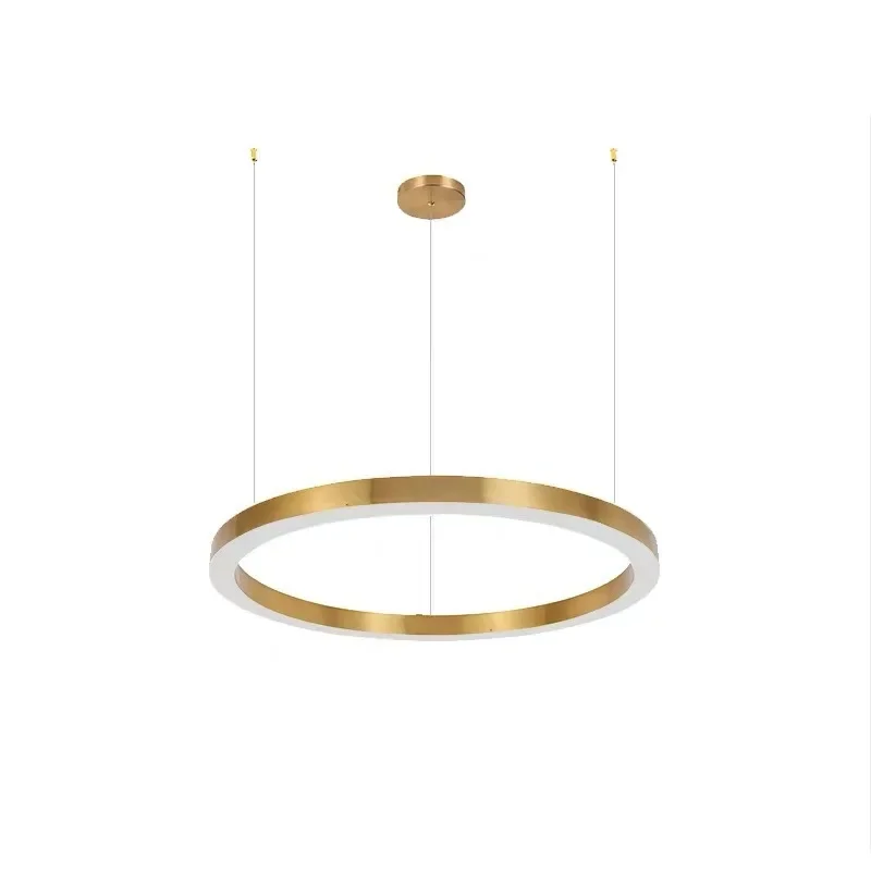 

Nordic modern LED simple light luxury stainless steel circle acrylic office living room high-rise creative chandelier