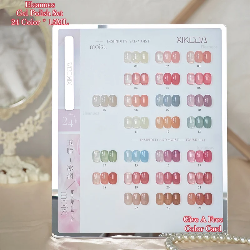 

Eleanuos Jade Ice Touch up gel Polishing 24PCS Mixed Semi permanent Jelly Color Ultraviolet Salon Pink Primer Finish Nail Glue