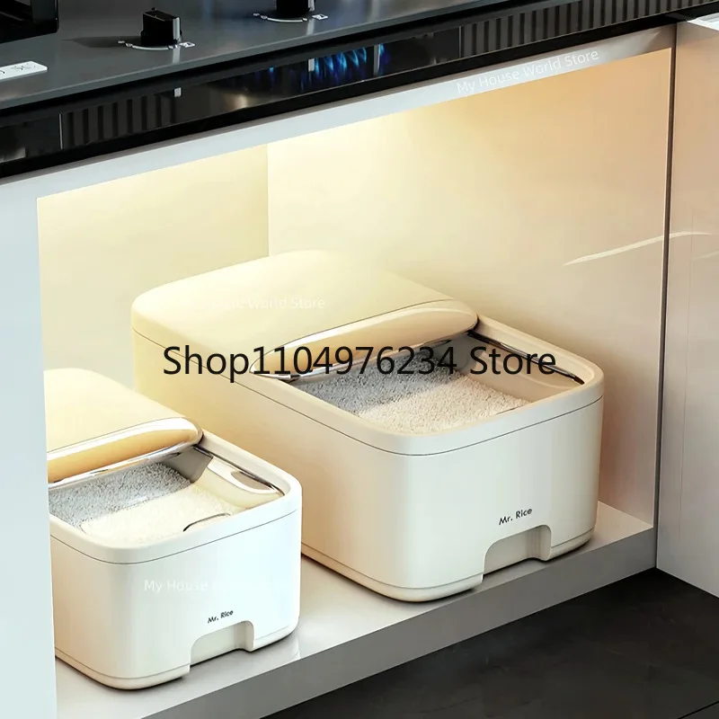 صندوق تخزين الأرز المنزلي سعة 10 كجم مع غطاء، مقاوم للحشرات والرطوبة، مناسب لتخزين حاويات المطبخ