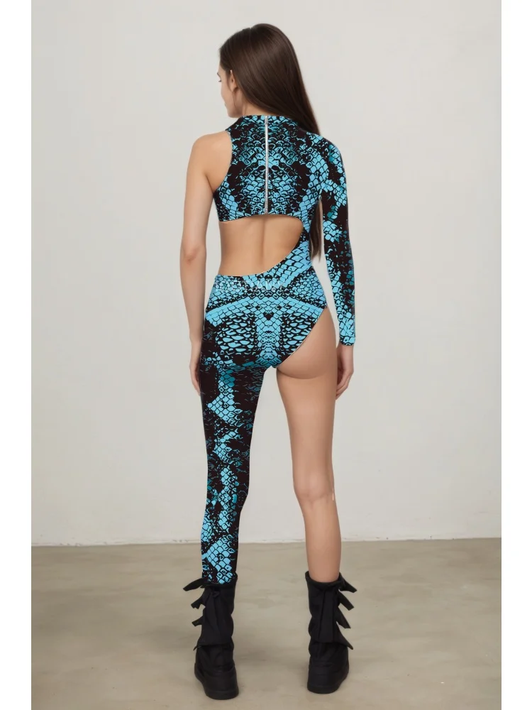 Alien-Kreatur Halloween Cyberpunk Bodysuit, Festtagsparty, Nachtclub, Neon-Cosplay-Kostüm, Stretch-Jumpsuit, Damen-Einteiler, eng anliegend – Detail 13