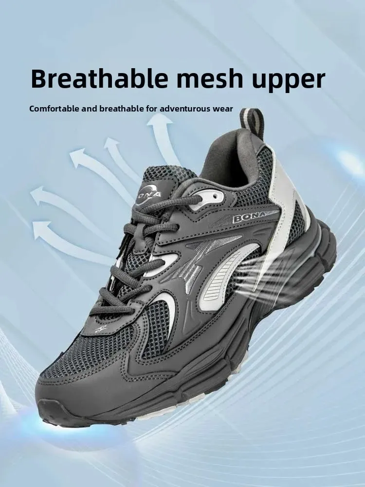 BONA Men's Sports Mesh Shoes Outdoor Large Size Summer Running Shoes Shock Absorption Breathable Anti-slip 45 New Running Shoes