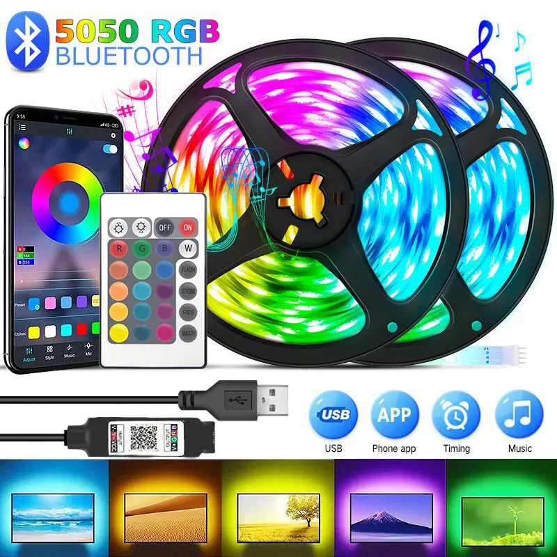 Led Strip 5M 10M Usb Led Chain Wall Room Light 5050 15M Led Ribbon Gaming Room Decoration Children App Rgb Diode Tape Backlight