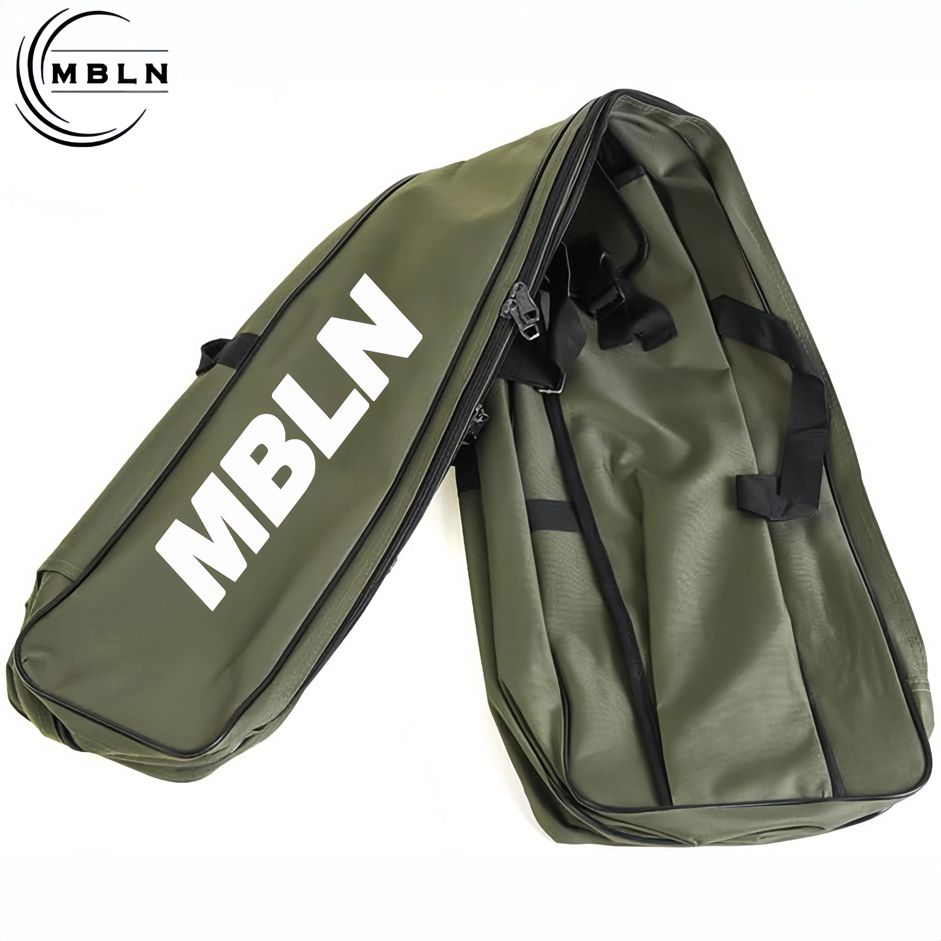 MBLN Brand,150cm/59in Foldable Fishing Rod Bag,Durable 600D Polyester,2-Layer Design with 4 Side Pockets, for Outdoor Fishing