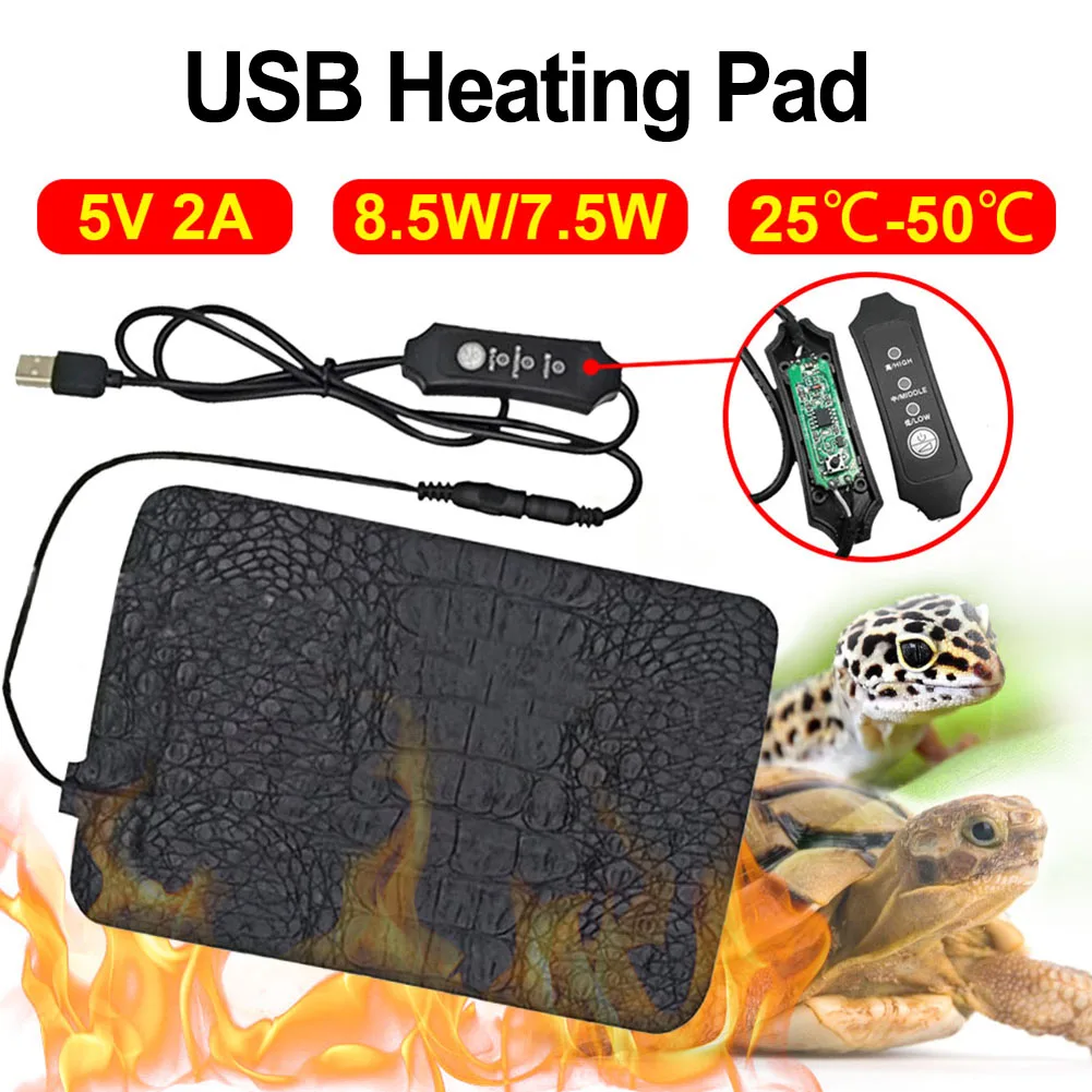 5V USB Pet Heating Pad Warming Pad With Adjustable Temperature For Reptiles Constructed From Soft Leather Home Improvement