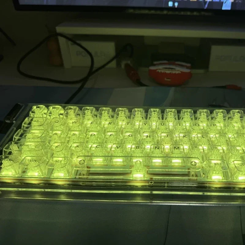 DH60 Mechanical Keyboard Case Custom Ransparent Color Semi Transparent Acrylic Shell for Wooting 60he+diy Mechanical Keyboard