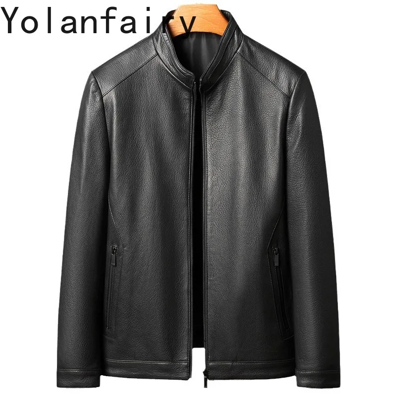 YOLANFAIRY Genuine Leather Goat Skin Mens Jacket Spring Autumn New in Jackets 2024 Stand Collar Slim Fit Coats Chamarras De Piel