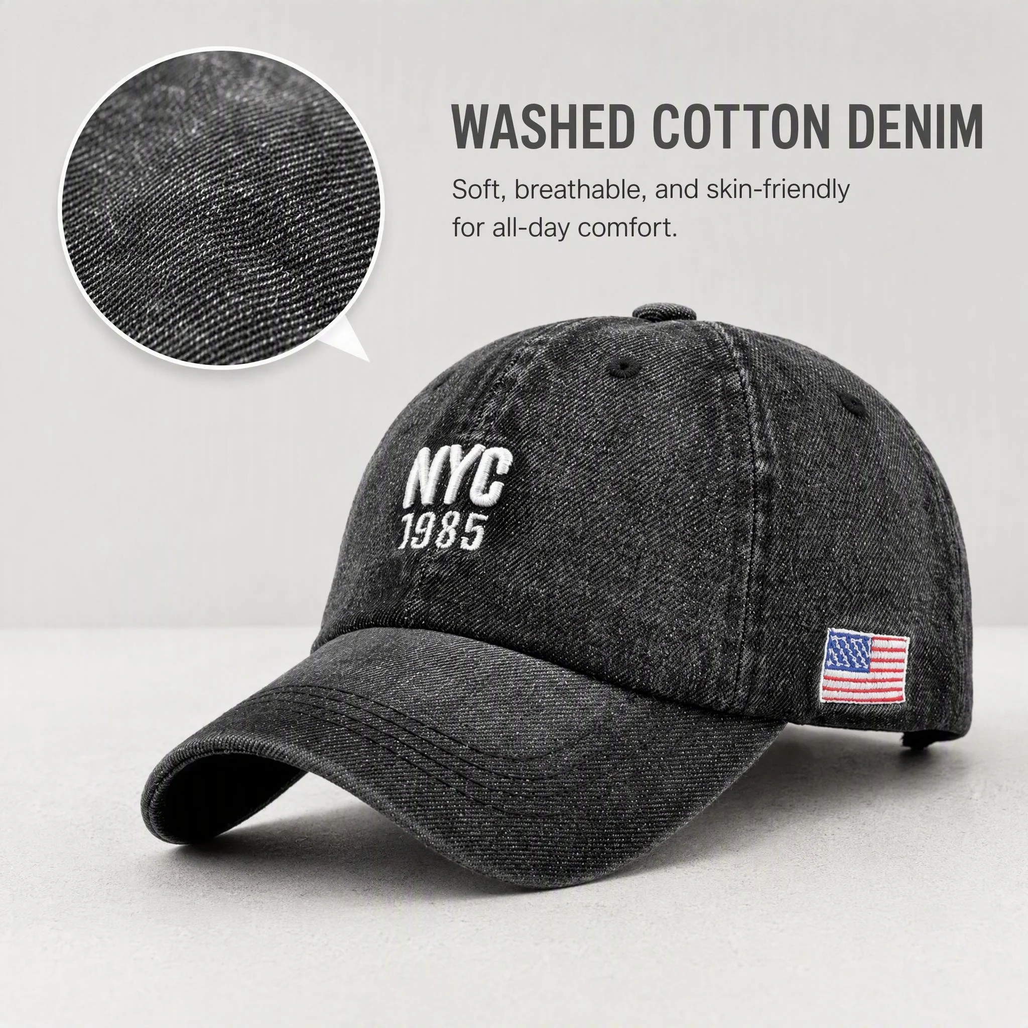 2026 Denim Baseball Cap für Herren und Damen mit Stickerei, Jeans Snapback Mütze, Casquette Sommer Sport Hip-Hop Kappe, Gorras Unisex Hüte – Detail 2