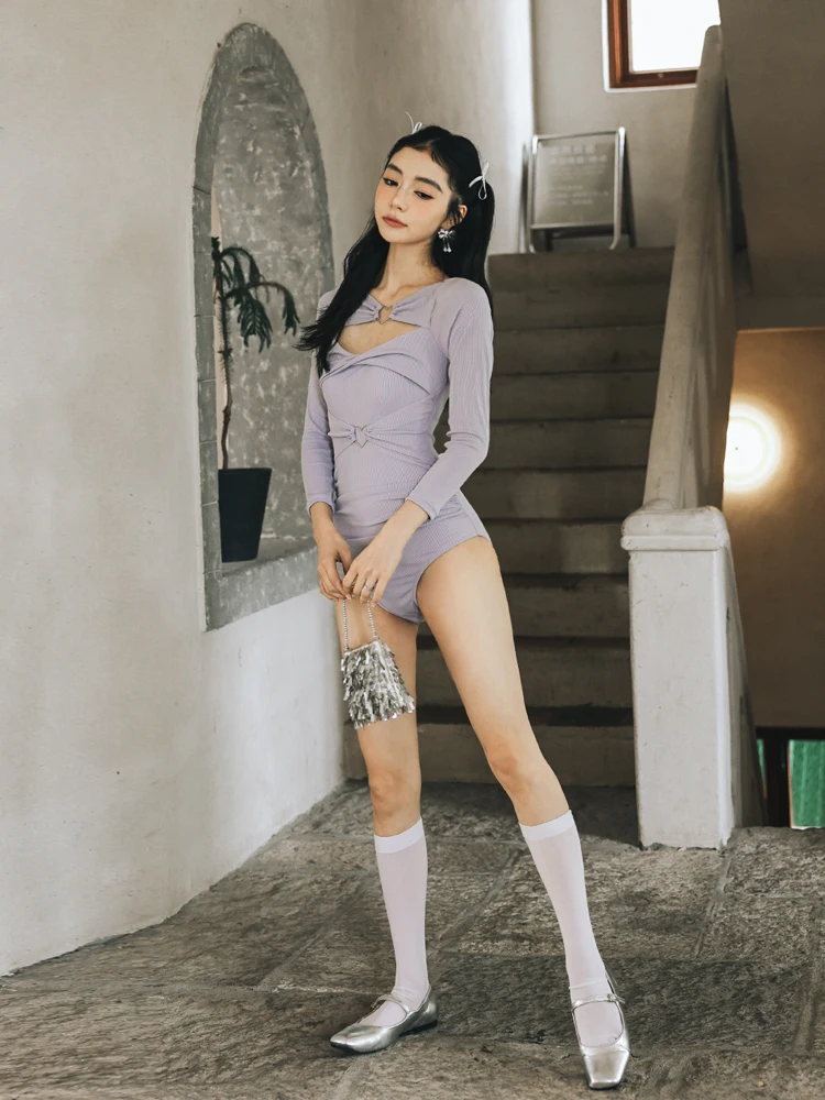 Warm Wind W Small  Swimsuit Slimming Beach Sea Swimming Costume Long Sleeve Sexy Thermal Belly Cover up