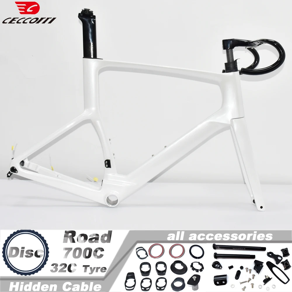 CECCOTTI RF26 Model DIY Color Carbon Frame T47BB Road Bike Frame With Disc Brake And Full Inner Cable Bicycle Frameset