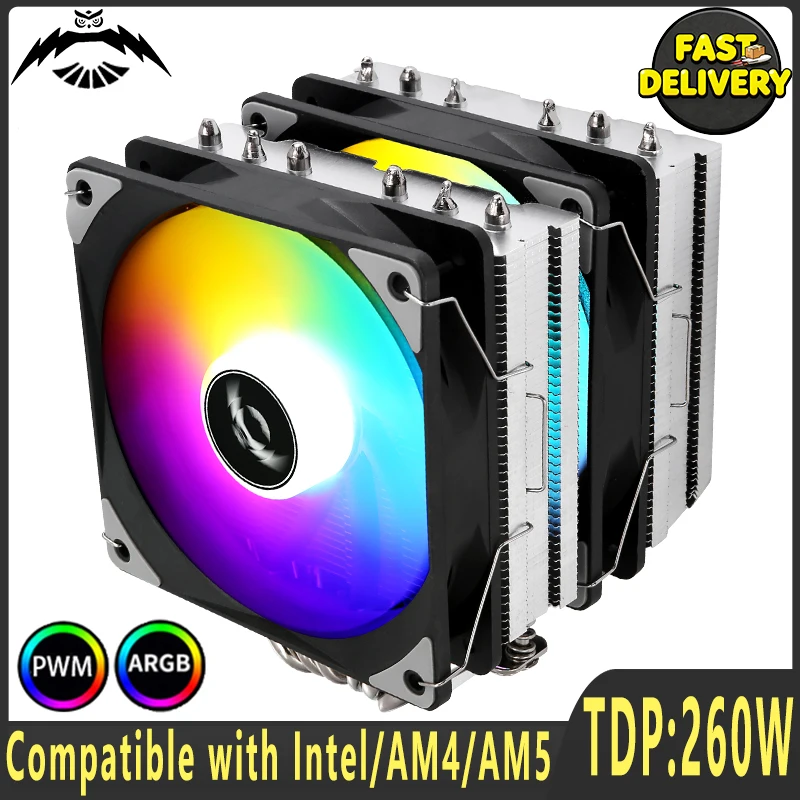 

Охладитель процессора сервера TDP: 260 Вт, 120 мм, двойная башня, 6 радиаторов, совместимый с вентилятором x79 x99 AM4 AM5 LGA2011 2066 115x 1200 1700 Argb