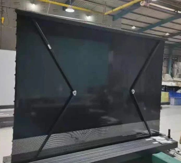 Hot Selling 72 inch Electric Floor Rising Screen ALR 94% CBSP Soft PET Crystal Lifting Up Enhanced Gain Projection Screen