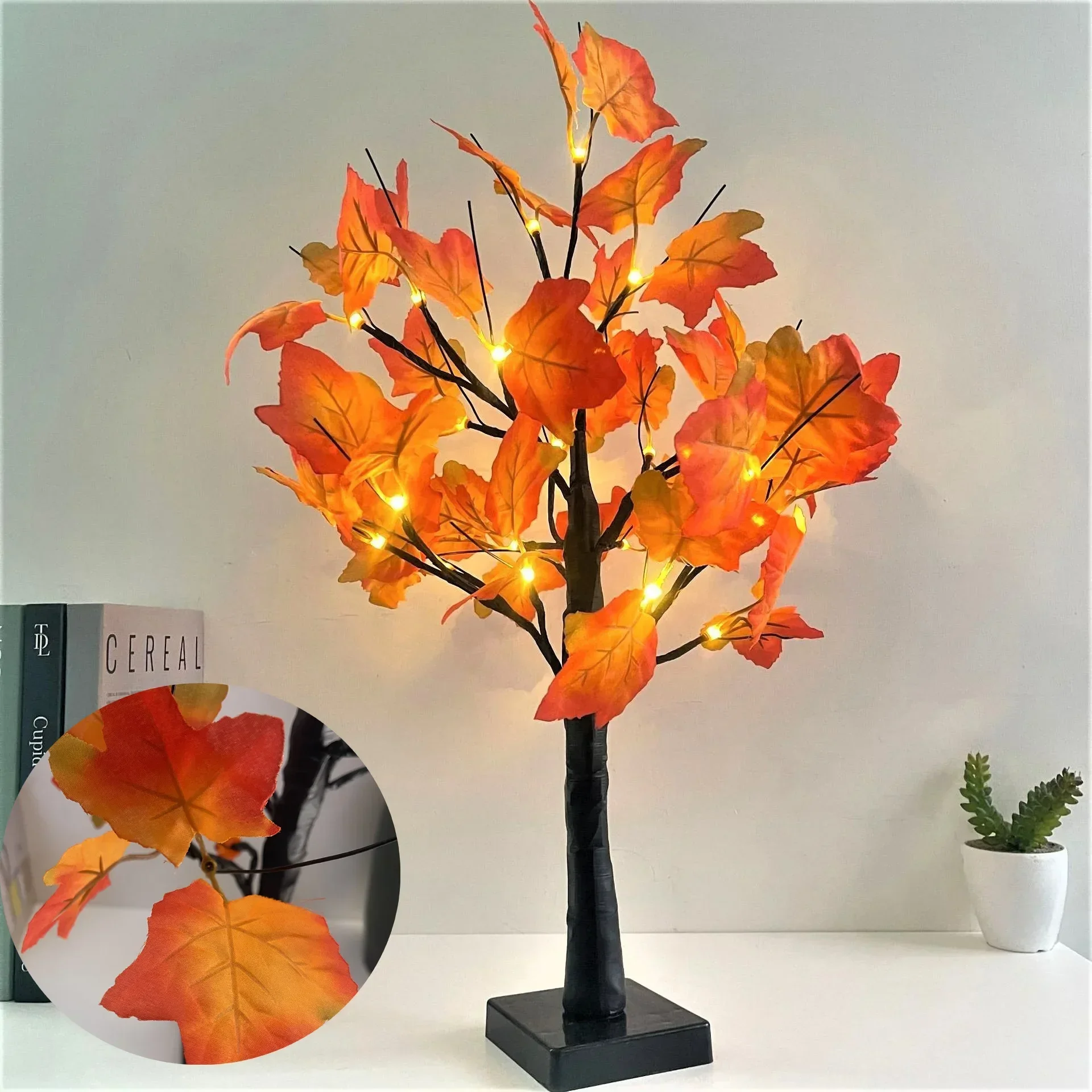 Halloween Maple Leaf Pumpkin Lamp Thanksgiving Luminous Tree Night LED Tree Lamp Room Home Christmas Decorative Lights