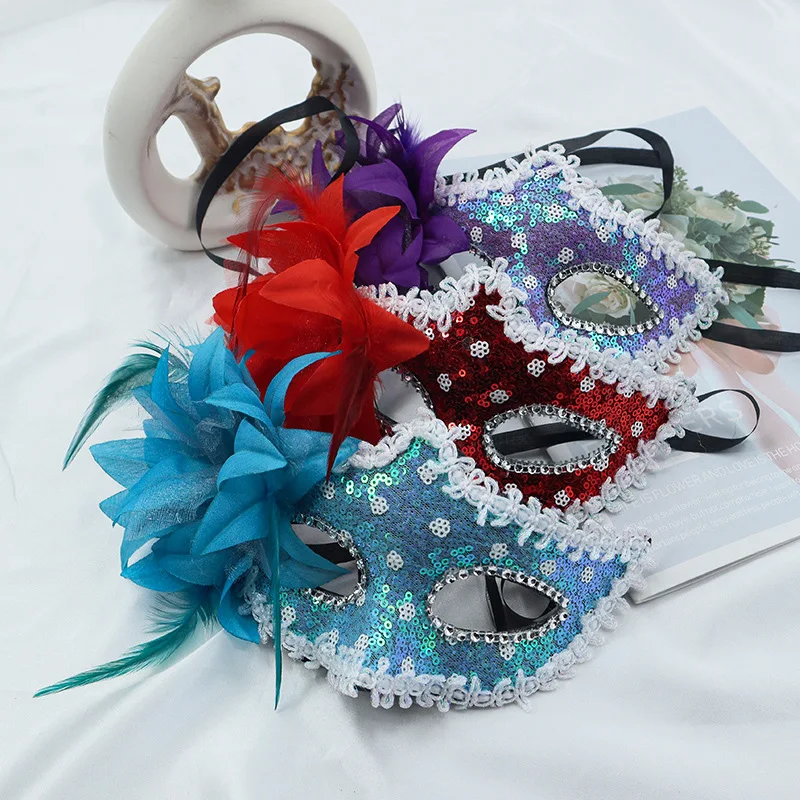 Carnival Halloween Wedding Prom Eye Mask Cosplay Accessories Sexy Masquerade Mask for Women Feather Flower Half Face Mask