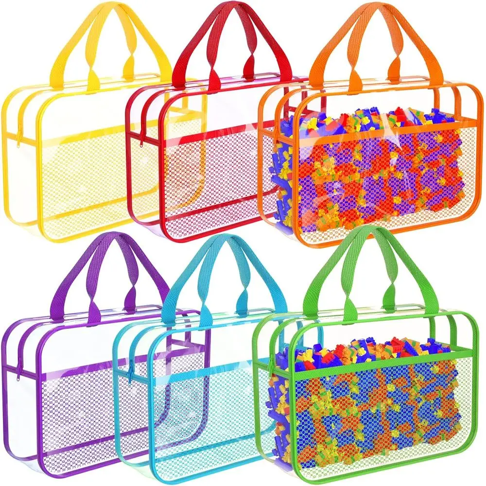

6-Color PVC Storage Bags for Toys, Games, and Accessories with Clear Zippered Closure