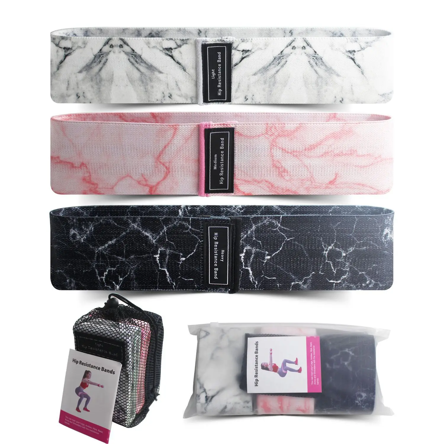 Fabric Booty Resistance Bands Set, 3 Levels Gradient Hip Circle, Home Gym Fitness Workout for Glute Strength Use