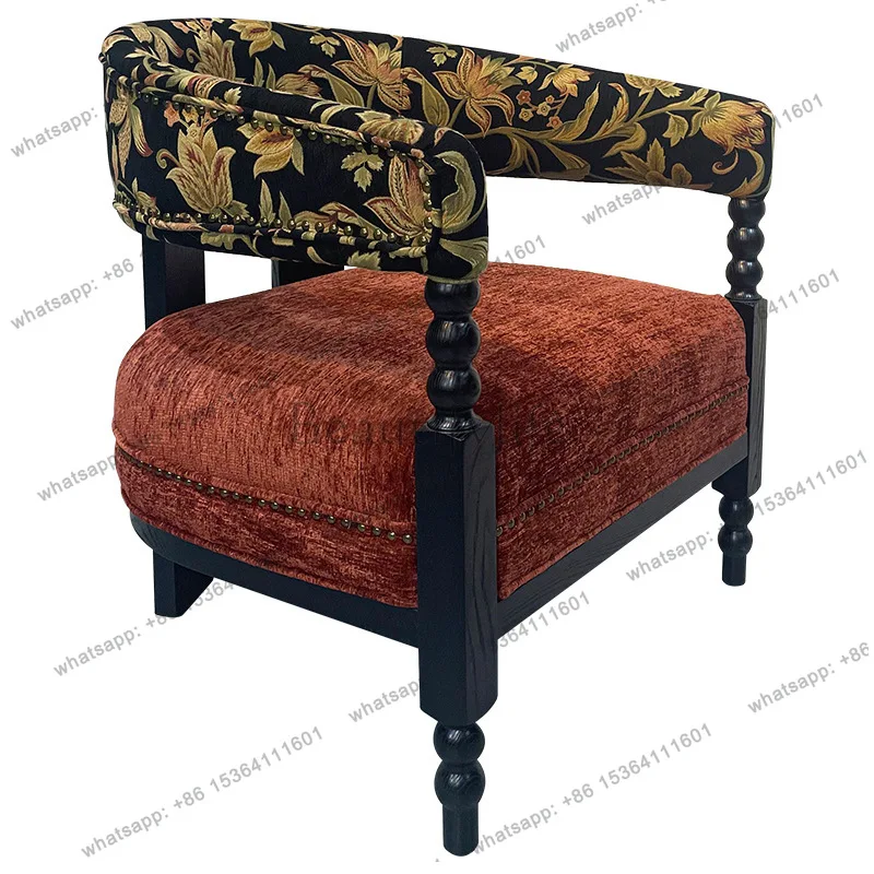 

French retro single fabric sofa chair antique casual back chair in living room