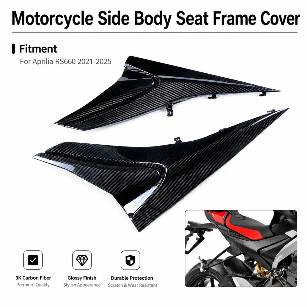 For Aprilia RS660 2021-2023 2024 2025 100% Real Dry Carbon Fiber Motorcycle Side Body Seat Frame Cover Fairing Protector Panels