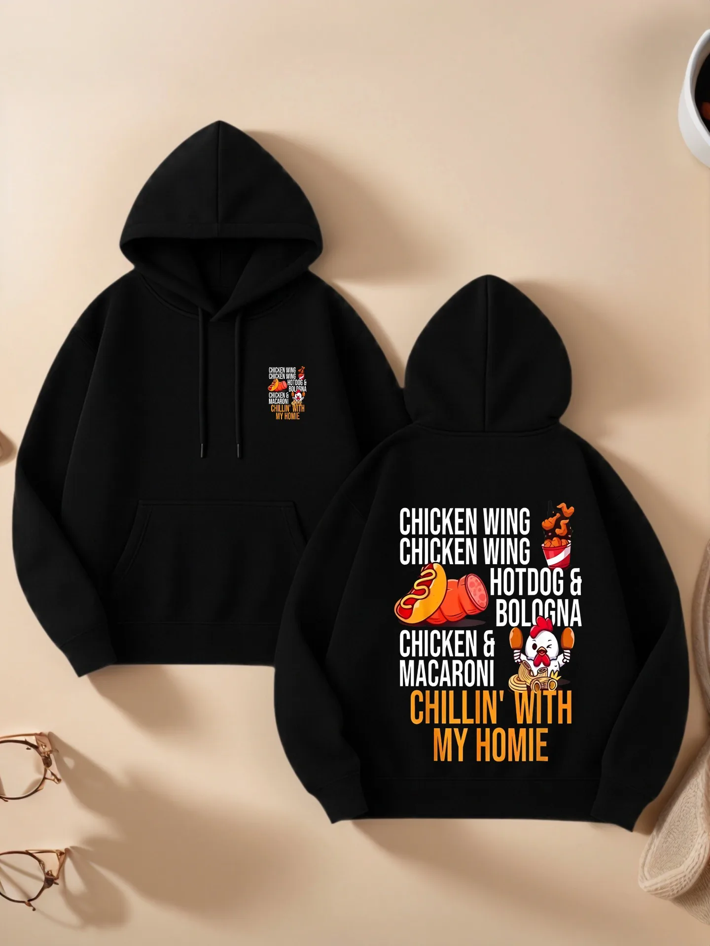 

Graphic Hoodie Women, Chicken Wing Print, Casual Aesthetic Design, Soft Fabric, Casual Everyday Wear for Teens