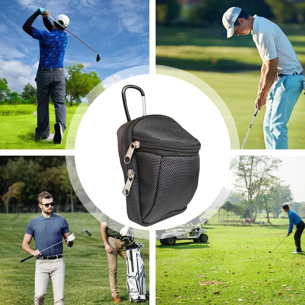 Golf Ball Storage Bag Portable Waist Hanging Double-Layer Golf Ball Storage Pouch With Metal Buckle Universal Outdoor Accessory