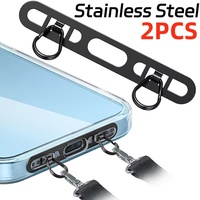 1-2PCS Luxury Stainless Steel Mobile Phone Lanyard Patch Gasket Upgrated Metal 0.4mm Thin CellPhone Tether Tab Safety Connecter