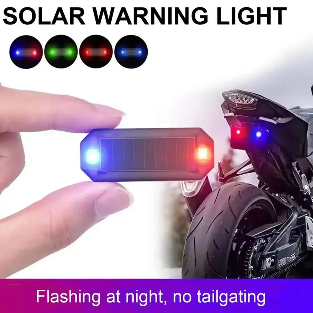 

Colorful Solar LED Safety Warning Lights For Car Motorcycle Tail Night Decorative Light Anti-collision Signal Lamp Running Lam