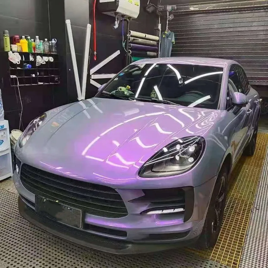 30x100CM Chameleon Vinyl Wrap Grey to Purple Adhesive Car Body Film Sticker Decal Sheet Air Bubble Release DIY (Grey to Purple) view 2