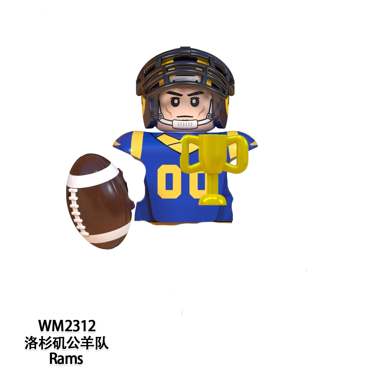 Modell-Bausteine für American Football Stars, Sport-Rugby-Spieler, Helm, Trophäe, Mini-Actionfiguren, Spielzeug für Geburtstagsgeschenke, Kinder