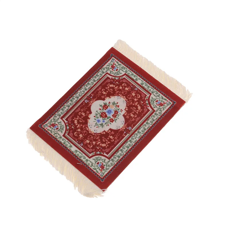 Persian Mini Woven Rug Mat Mousepad Retro Style Carpet Pattern Cup Laptop PC Mouse Pad Home Office Table Decor Craft