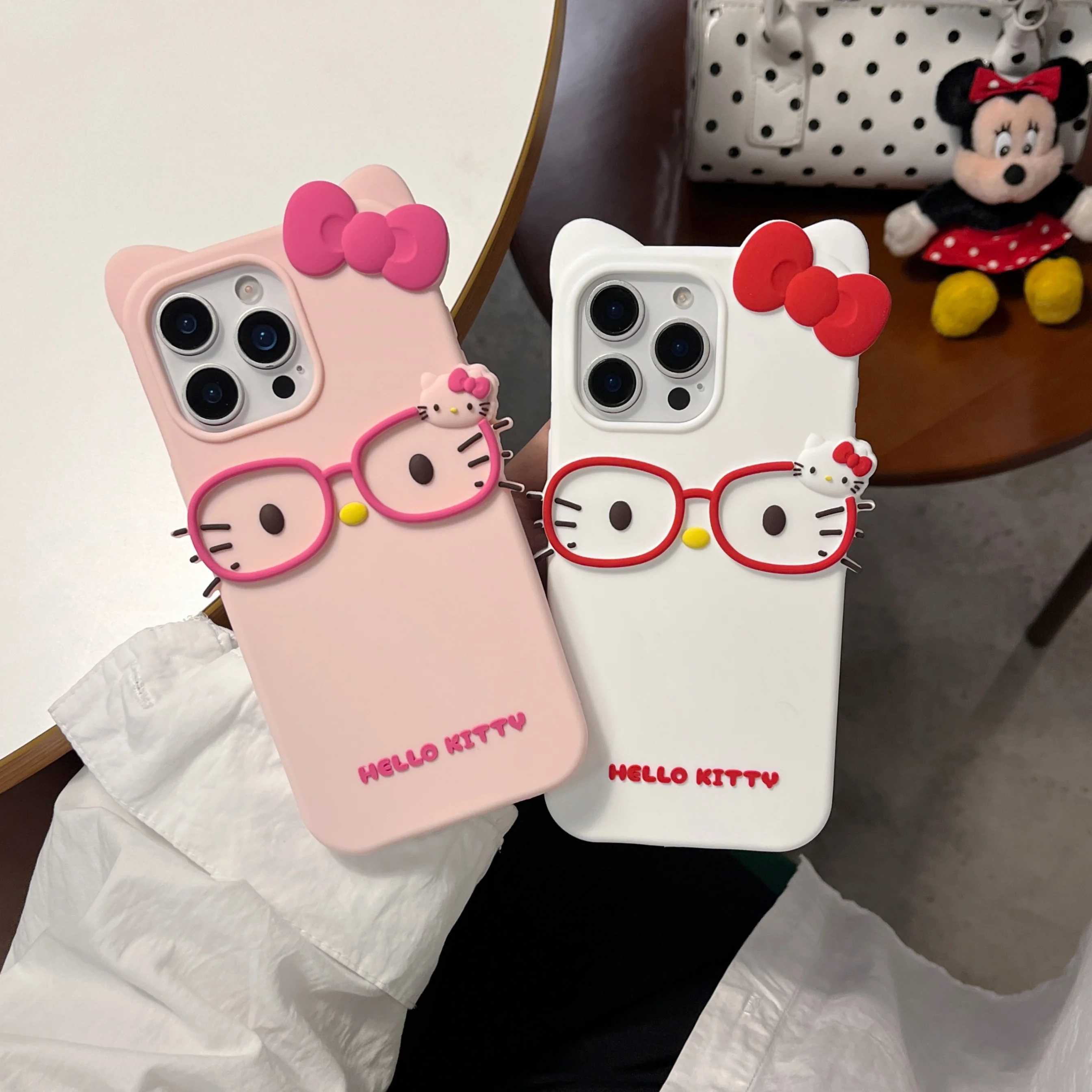 Cute Glasses Hello Kitty Soft Silicone Phone Case For iPhone 17 16 15 14 13  12 Pro Max 17 Pro INS Style Cartoon Kitty Back Cover - AliExpress 202192403