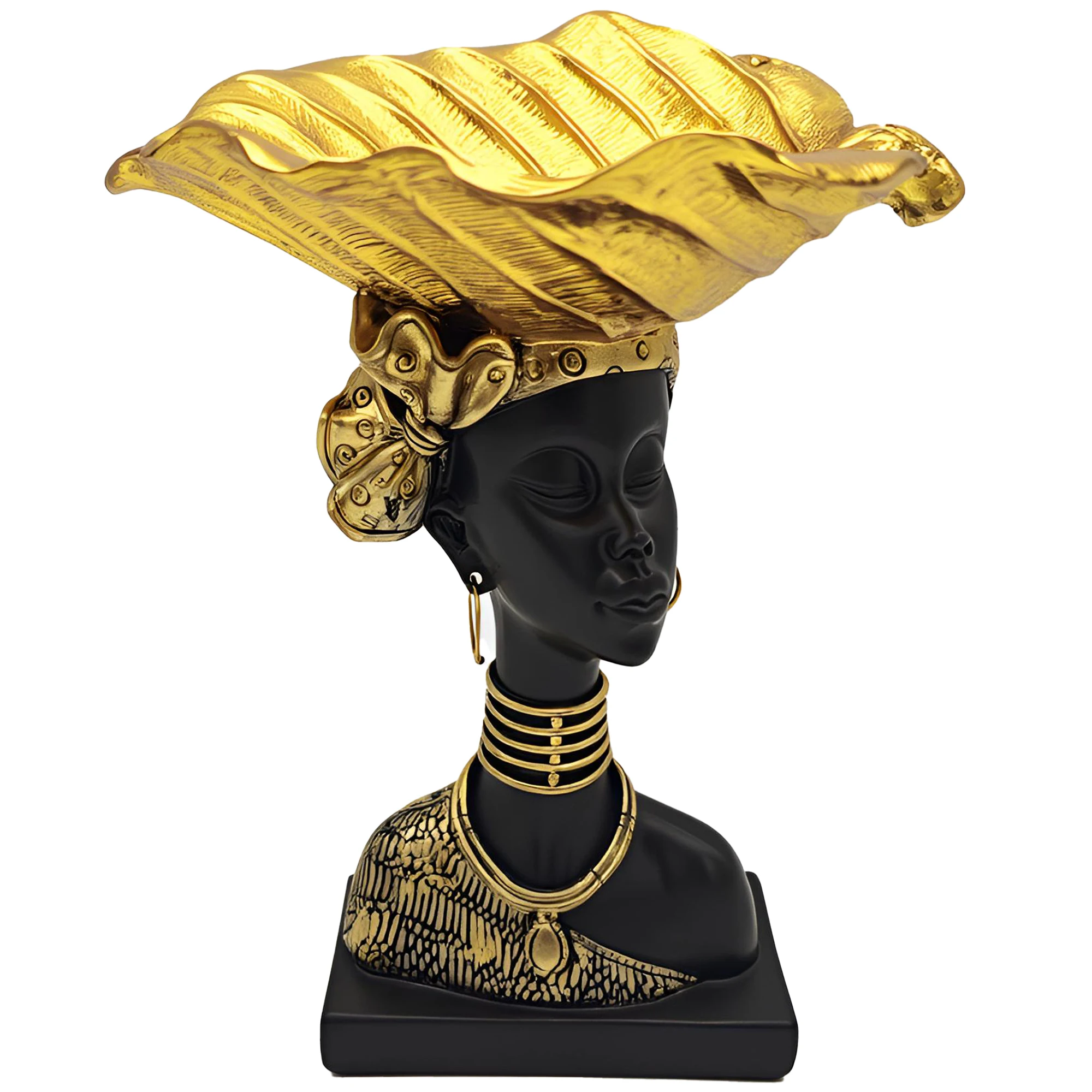 التماثيل الأفريقية تمثال المرأة القبلية ، 9.5 "الراتنج الشكل تمثال نصفي لديكور المنزل ، غرفة المعيشة/الطاولة/رف الكتب/طاولات القهوة