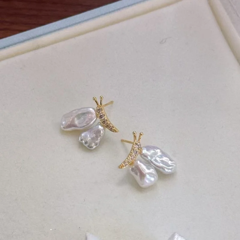 

SGARIT Natural Fresh Water Baroque Irregular Pearl Earrings 925 Sterling Silver Butterfly Jewelry for Women