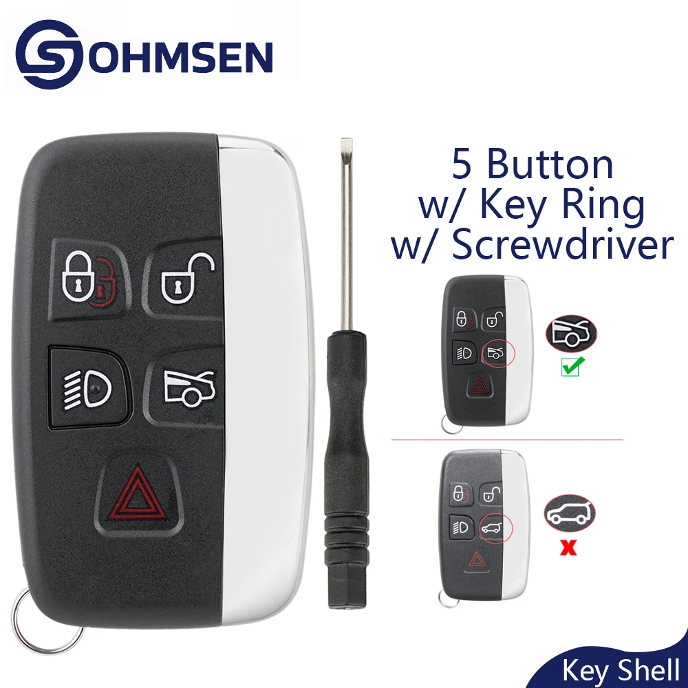 

Чехол для смарт-брелка с дистанционным управлением, 5-кнопочный ремонтный корпус для Jaguar XF XJ XE F-Type F-Pace