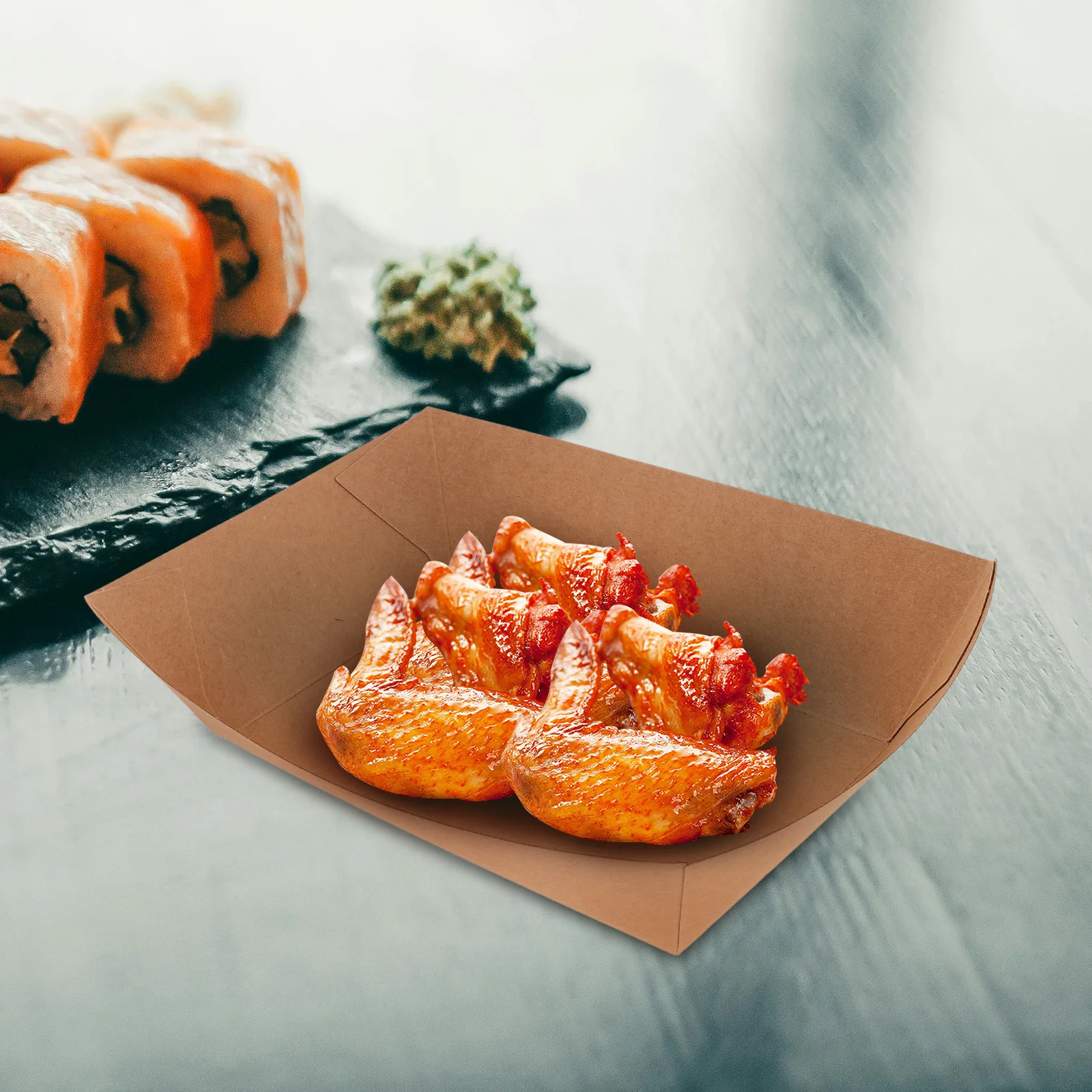 

100pcs Paper Tray Food Tray Boats Hot Dog Boxes Disposable Takeout Containers Party Trays Halloween Thanksgiving