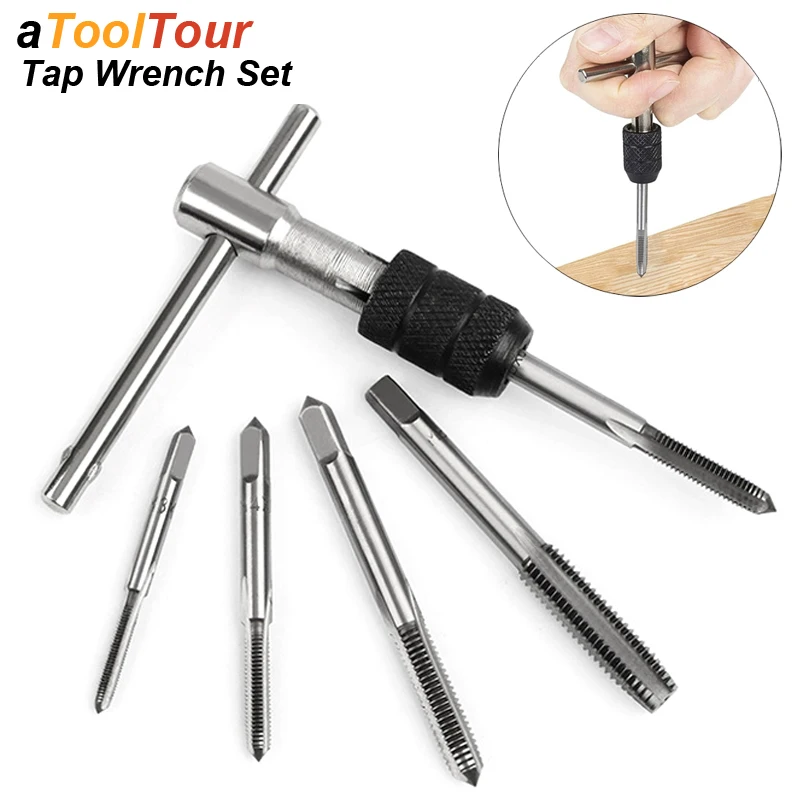 Portable T Tap Wrench Handle Machinist Repair Drill Bit Machine Screw Thread Metric Plug Reamer Manual Hand Tool M3 M4 M5 M6 M8