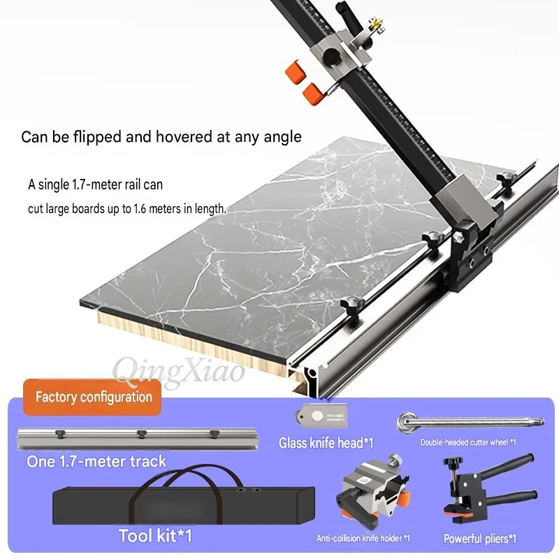 Detachable Flip Design T Type Rail Manual Tile Cutter 1.7m 2.0m For Porcelain Slab Large Format Tile High Precision Cutting Tool