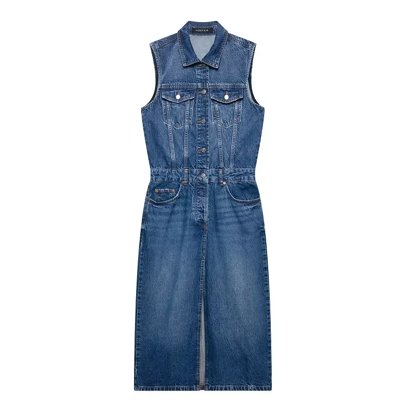

Spring Summer New Women Denim Dresses Woman Elegant Y2k Sleeveless Long Dresses Fashion Casual Streetwear Midi Female Vestidos