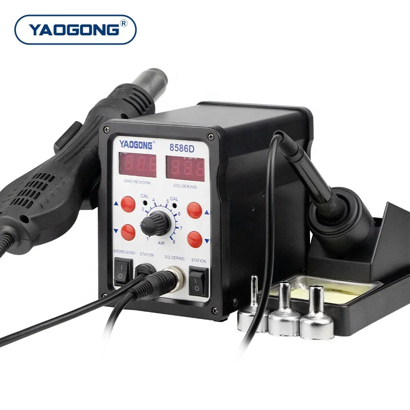 

YAOGONG 8586 Digital Desoldering Station Phone Repair Machine Mobile SMT Hot Air Gun Soldering Iron SMD Rework Station