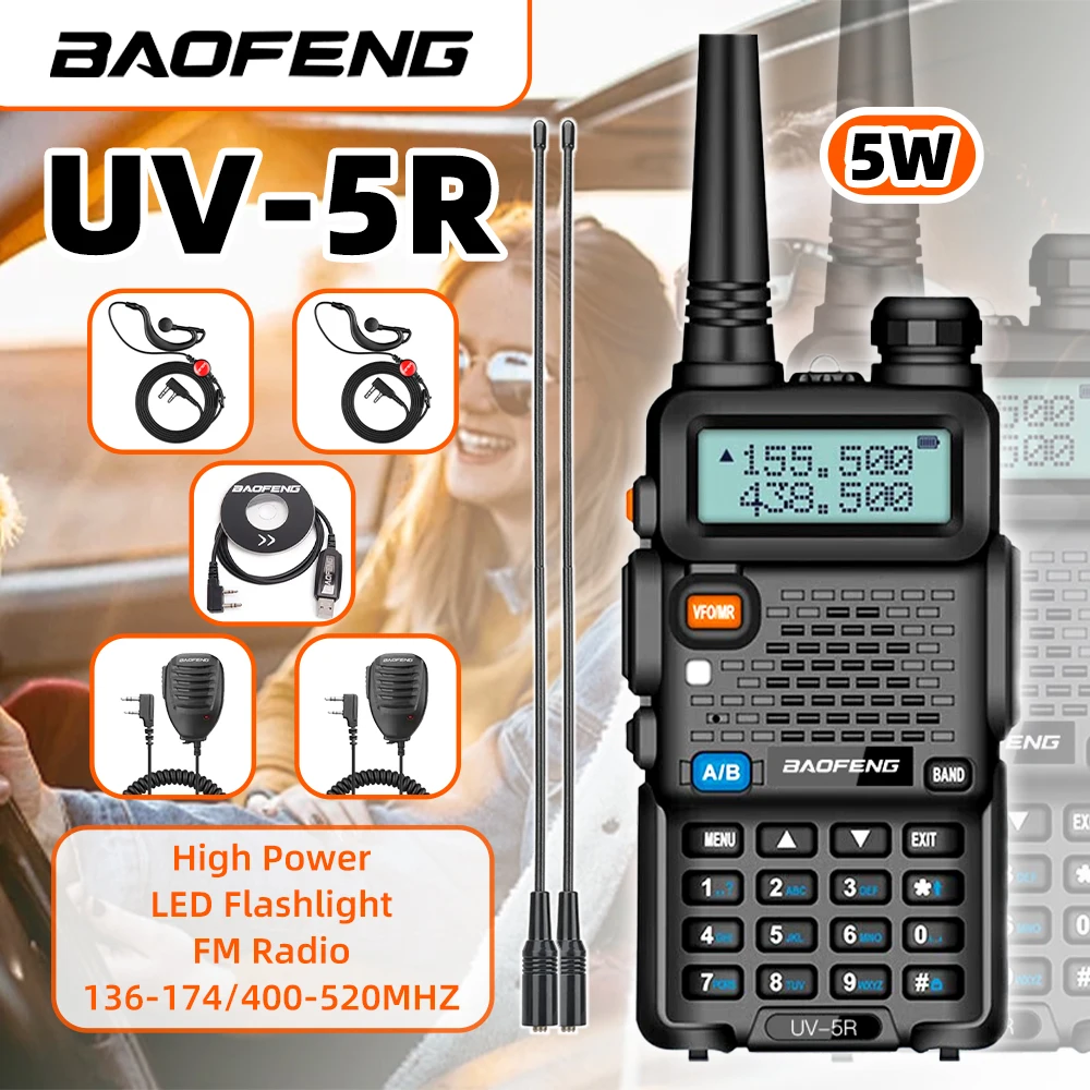 1/2 قطعة اسلكية تخاطب UV-5R طويلة المدى ثنائي النطاق UHF VHF مفيد اتجاهين راديو مع شاشة الكريستال السائل اسلكية تخاطب لشاحن نوع c