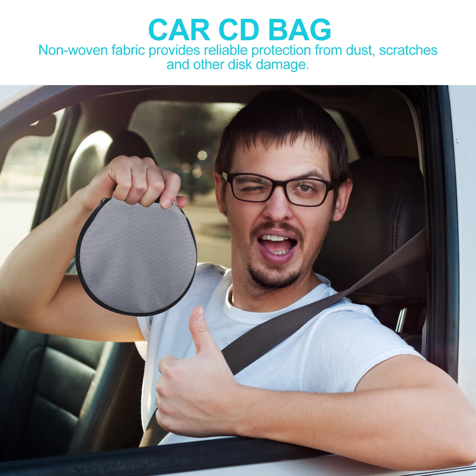 

CD Storage Bag Oxford Cloth Protective Case Zipper Closure Car DVD Organizer Non Woven Dust Proof Portable
