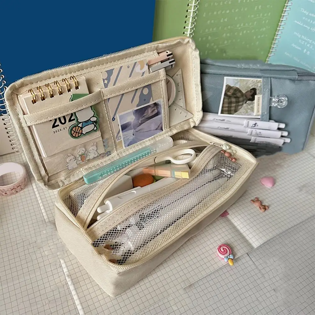 

Оригинальный фотокарандаш с двойной молнией, многофункциональная Фотосумка, студенческий органайзер для канцелярских принадлежностей, школьные принадлежности