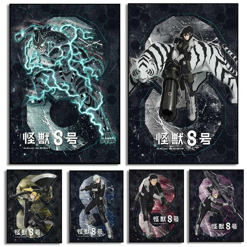 Japanese Popular Anime Kaiju No.8 Character Posters Prints Canvas Painting Kaiju No.8 Wall Art Pictures Home Room Decoration