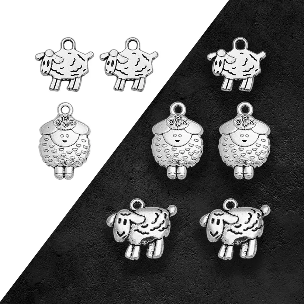 Antique Silver Plated Sheep Goat Animals Charms Jesus Pendants Diy Jewelry Making Supplies Bulk Wholesale Items Small Business