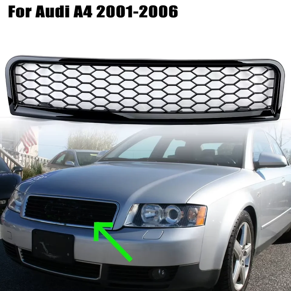 アウディ A4 B6 2001-2006 メッシュフロントバンパーグリル ハニカム型