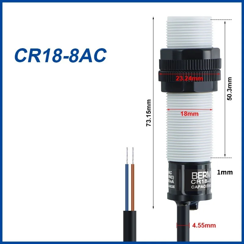 -20 70 Capacitive Sensor High Voltage Detection Sensor Circuit Component 8mm Detection Adjustable Sensitivity ABS Probe