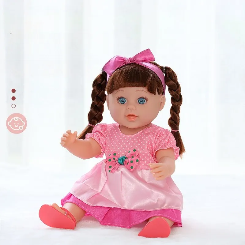 

40cm eye-opening and eye-closing doll, 16-inch doll pink clothing set, realistic baby children's toy