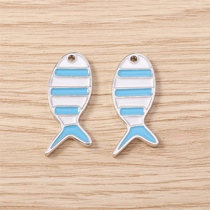 5 Stück 12x26mm Niedliche Bunte Emaille-Fisch-Anhänger für die Herstellung von Ohrhängern, Halsketten, Armbändern, DIY-Handwerk und Schmuckzubehör – Detail 11