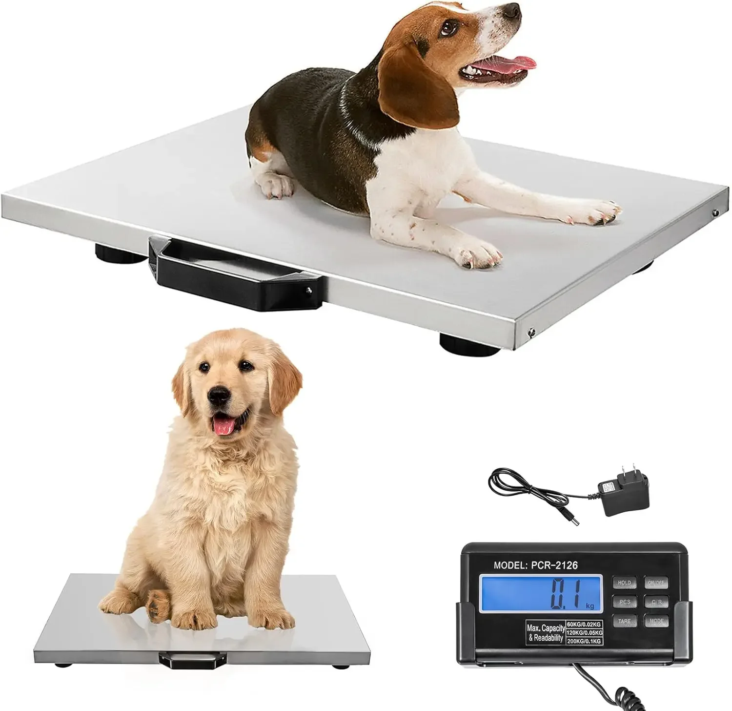 1100Lbs x 0.2Lbs Digital Livestock Scale Large Pet Vet Scale Stainless Steel Platform Electronic