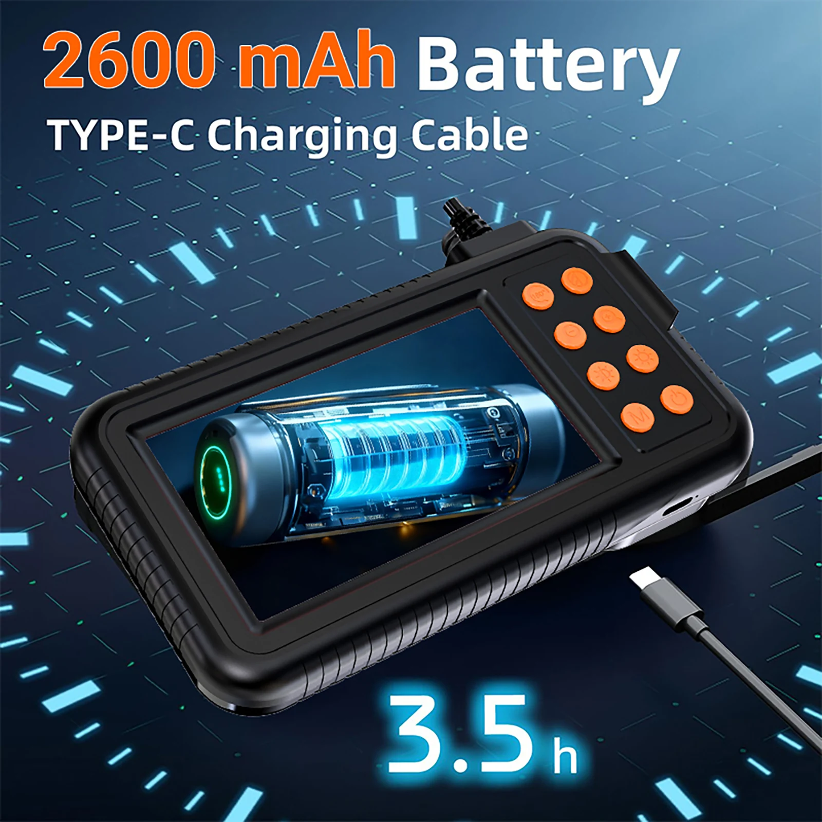 Industrial Endoscope Camera 4.3 " HD 1080P Car Inspection Borescope IP67 Waterproof Sewer Camera With 8 LED for Sewer Pipe